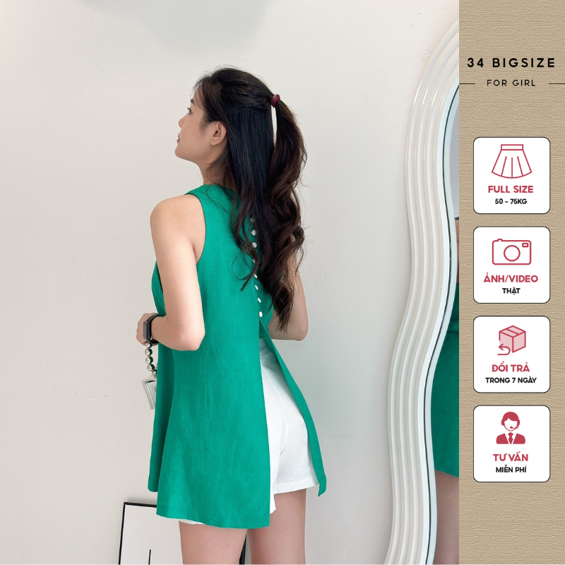 Quần short linen QS011 quần đùi bigsize nữ có túi phù hợp với người béo từ 50kg đến 75kg