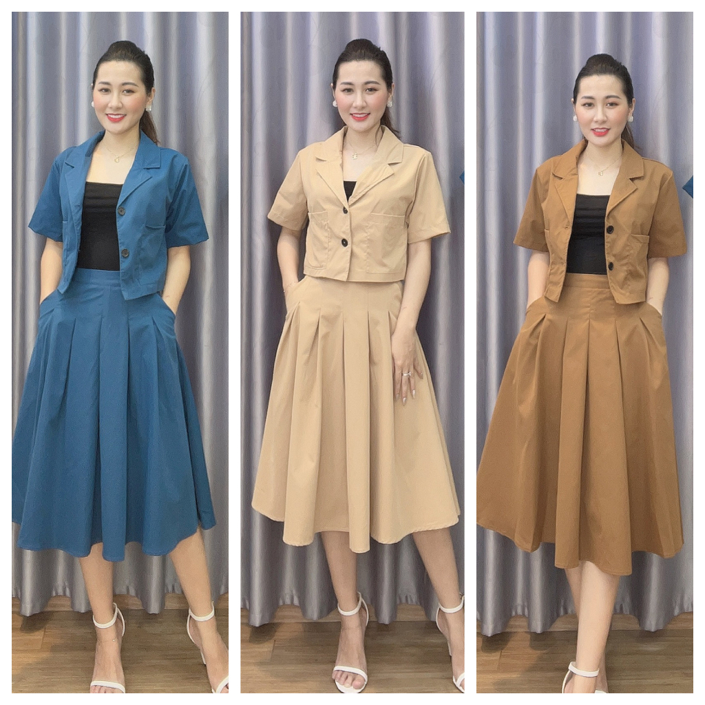 Váy thiết kế công sở K6 set 3 món ( áo chân váy + áo 2 dây)