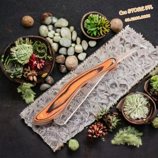 Cán dao cạo Barber cán gỗ hoa văn Damacus cổ điển