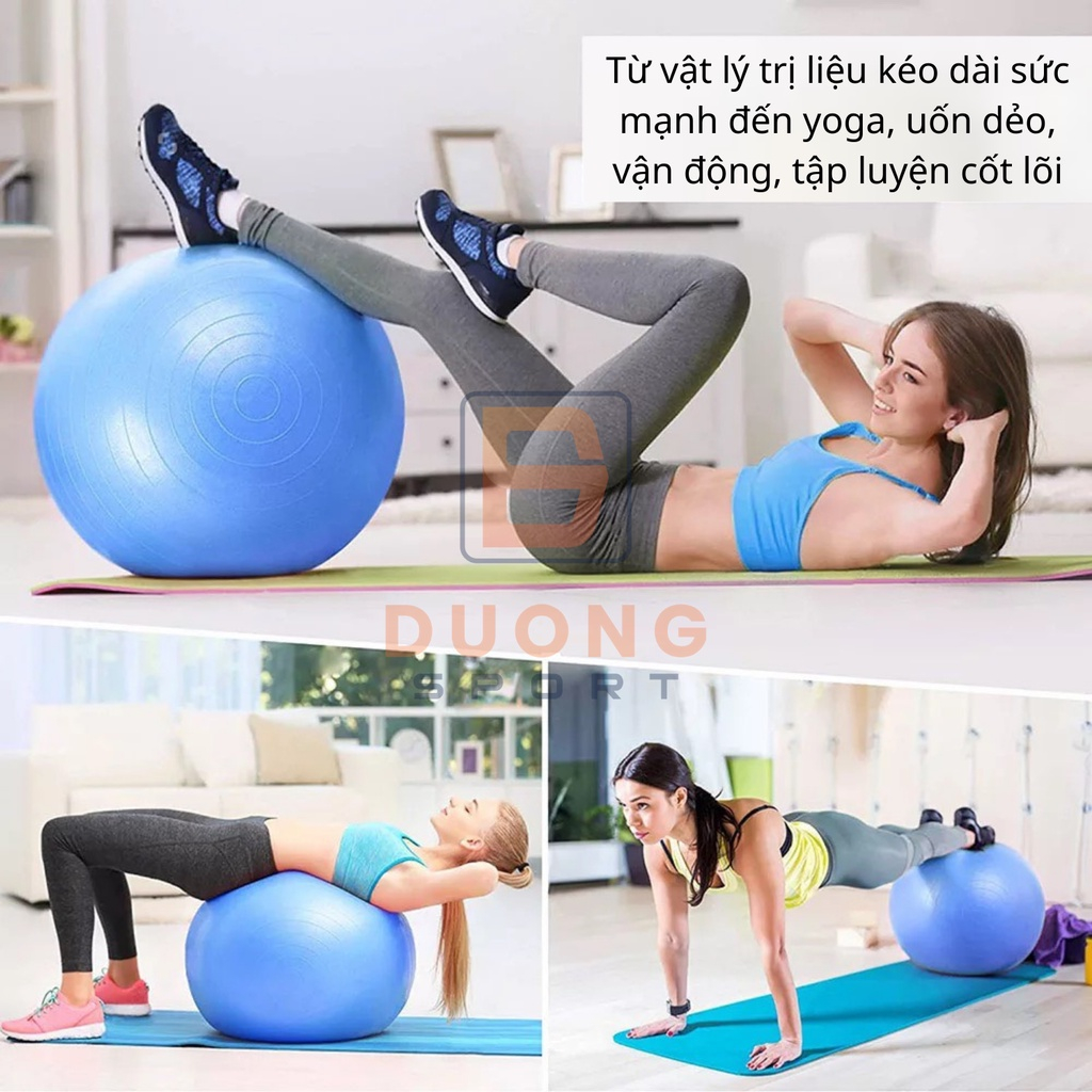 Bóng Tập Yoga Toàn Thân Cao Cấp DUONG SPORT Đường Kinh 65cm Dày 2mm Chống Nổ Tặng Kèm Bơm Bóng DC0004