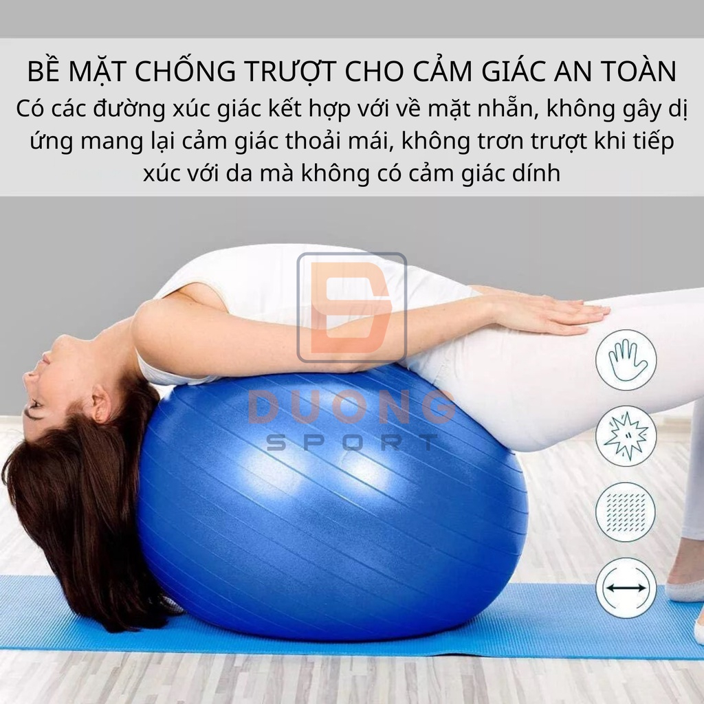 Bóng Tập Yoga Toàn Thân Cao Cấp DUONG SPORT Đường Kinh 65cm Dày 2mm Chống Nổ Tặng Kèm Bơm Bóng DC0004