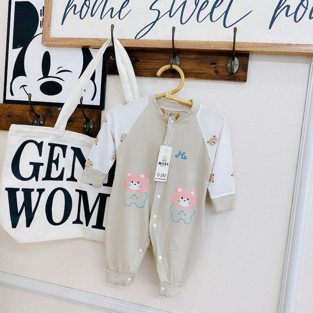 Bộ body dài tay vải pettit mềm cho bé trai bé gái sơ sinh _ BD79