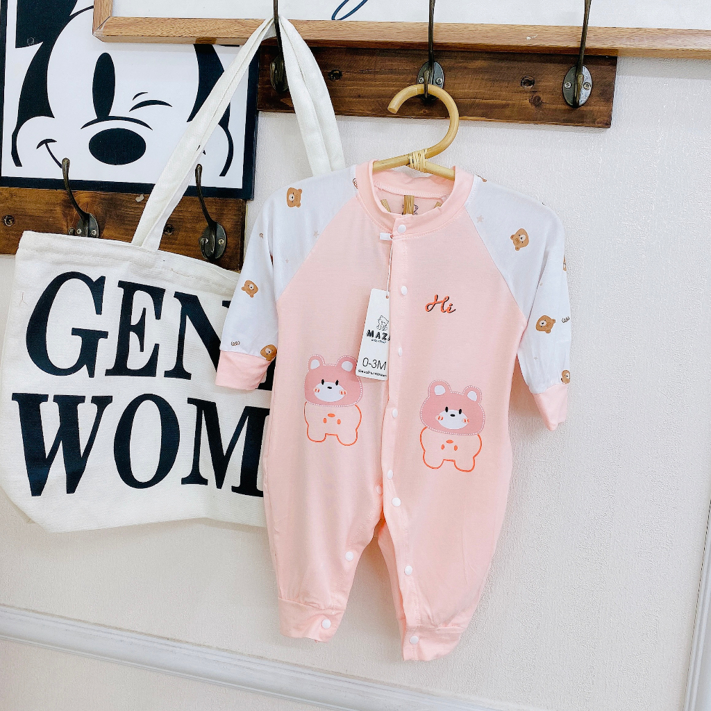 Bộ body dài tay vải pettit mềm cho bé trai bé gái sơ sinh _ BD79