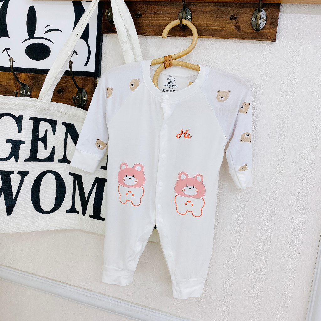 Bộ body dài tay vải pettit mềm cho bé trai bé gái sơ sinh _ BD79