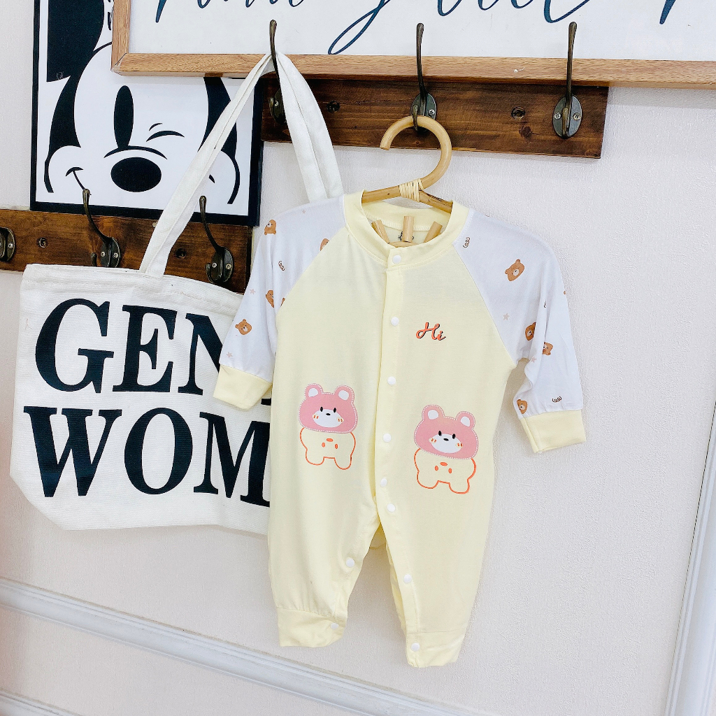 Bộ body dài tay vải pettit mềm cho bé trai bé gái sơ sinh _ BD79