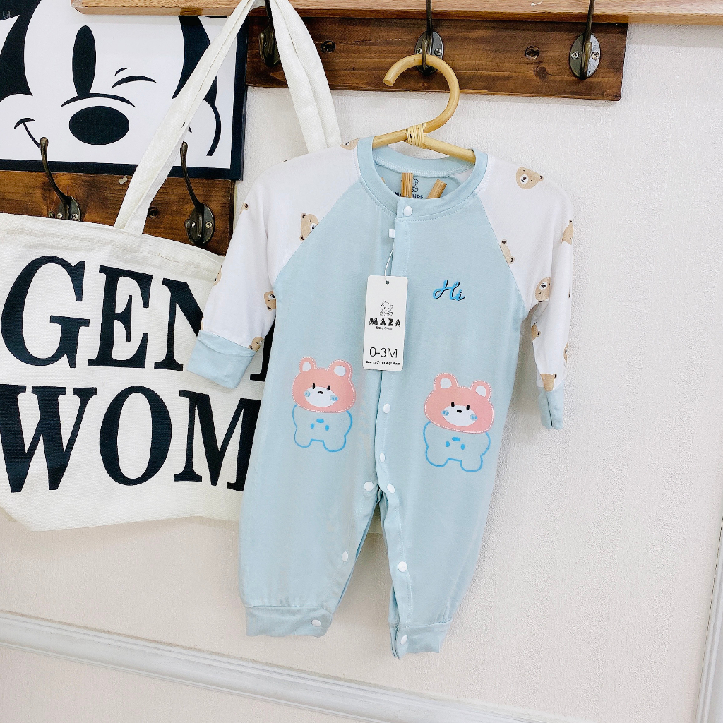 Bộ body dài tay vải pettit mềm cho bé trai bé gái sơ sinh _ BD79