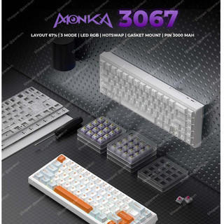 Bàn phím monka 3067 | layout 67% | mạch xuôi | 3 mode | led rgb | hotswap | gasket mount | pin 3000 mah