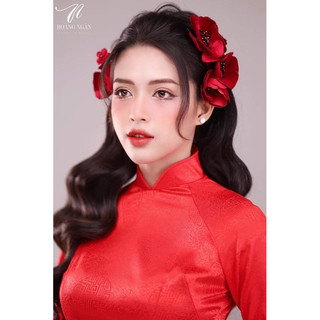 Hoa cài tóc cô dâu set 3 hoa và dây