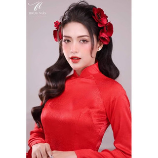 Hoa cài tóc cô dâu set 3 hoa và dây