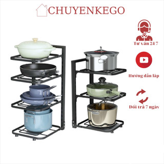 Kệ giá để xoong nồi 3-4 tầng có thể điều chỉnh, dùng để trên kệ bếp, gầm bếp, góc bếp