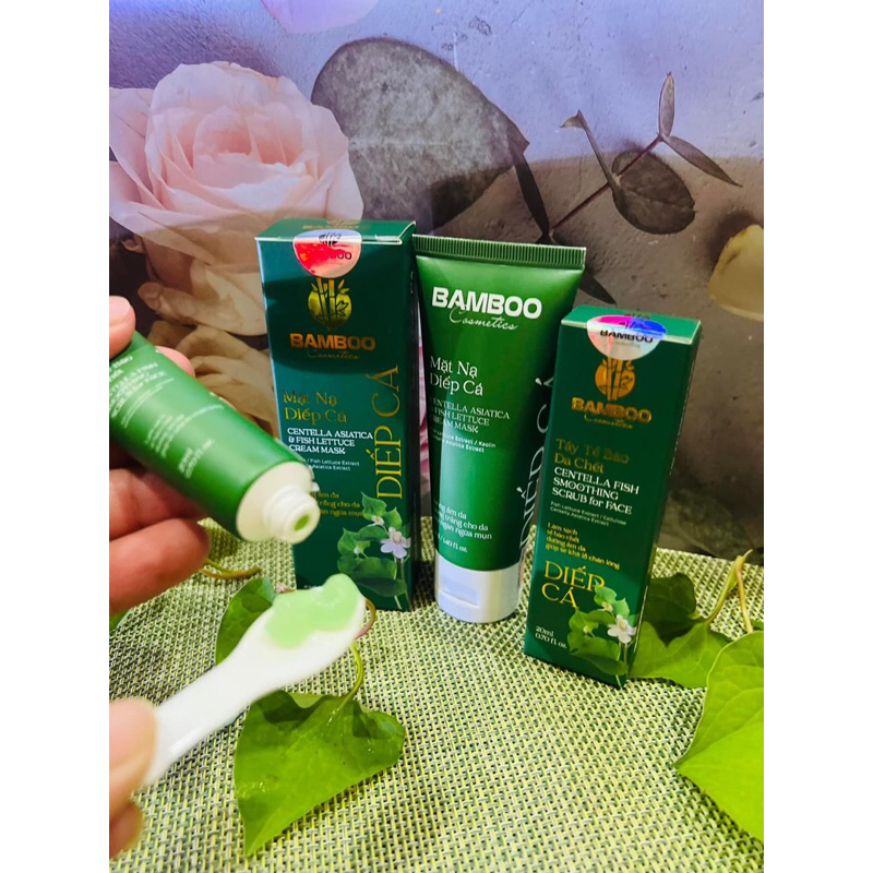 Combo Mash nhiếp cá và rau má Tẩy da chết mặt Bambo