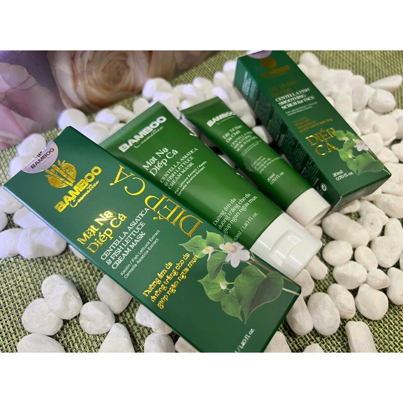 Combo Mash nhiếp cá và rau má Tẩy da chết mặt Bambo