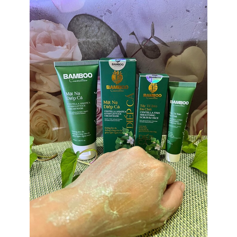 Combo Mash nhiếp cá và rau má Tẩy da chết mặt Bambo