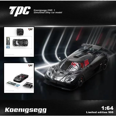 Mô hình ô tô Koenigsegg ONE 1 Full Carbon Black 1:64 TPC