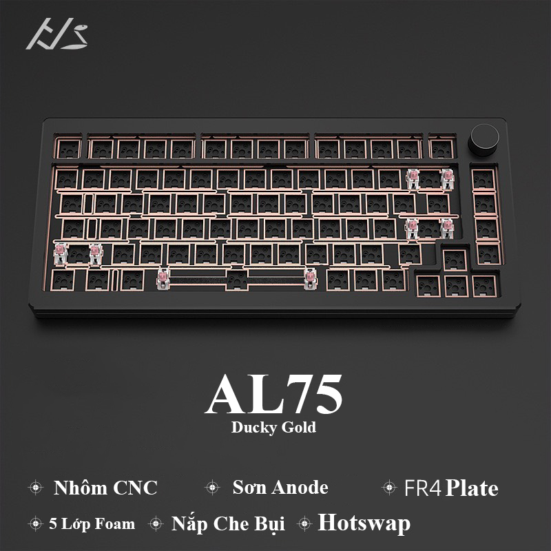 Bộ KIT bàn phím AL75 - Nhôm CNC - Hotswap - FRC4 - Anode