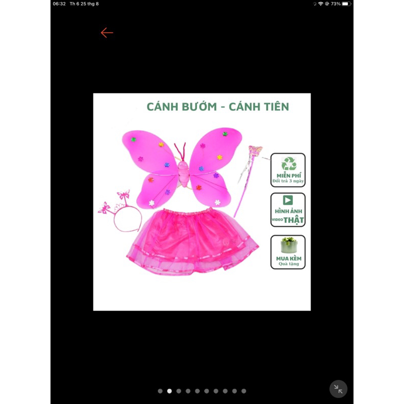 Set Cánh Tiên Thiên Thần Kèm Váy Gậy Và Bờm Cực Xinh Cho Bé Gái - Set đồ cho bé gái vui chơi ngày lễ