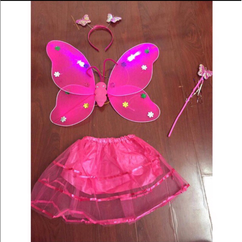 Set Cánh Tiên Thiên Thần Kèm Váy Gậy Và Bờm Cực Xinh Cho Bé Gái - Set đồ cho bé gái vui chơi ngày lễ