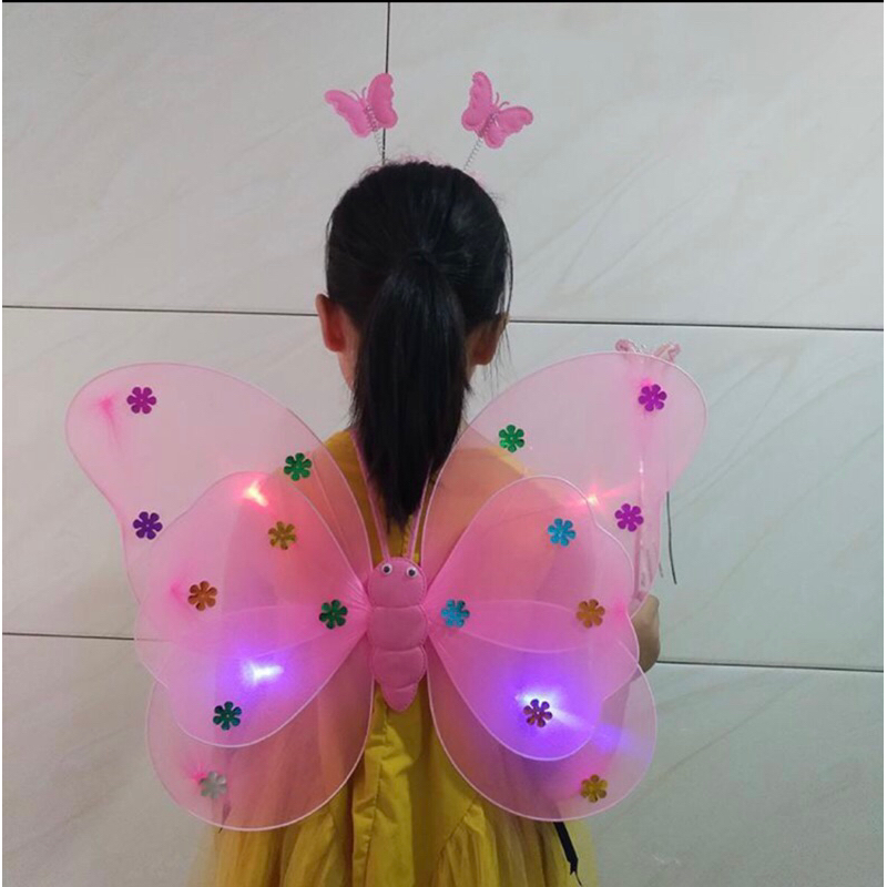 Set Cánh Tiên Thiên Thần Kèm Váy Gậy Và Bờm Cực Xinh Cho Bé Gái - Set đồ cho bé gái vui chơi ngày lễ