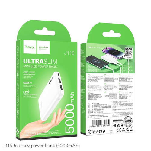 Sạc Dự Phòng 5000mAh hôcô J115 18.5Wh  Nhỏ Gọn thích hộp khi đi du lịch dã ngoại
