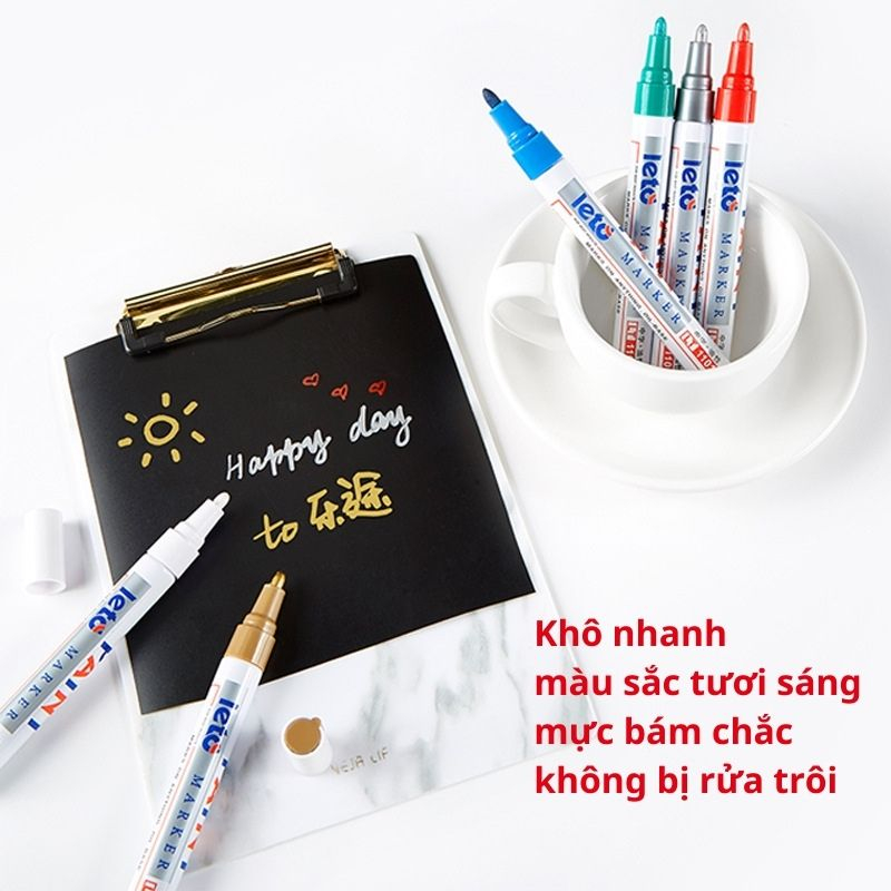 Bút Sơn LETO Paint Nét 1mm Khô Nhanh Bền Màu Viết Trên Nhiều Bề Mặt Kính, Mica, Thiệp, Đá Cuội, Giày Hợp Lý Shop