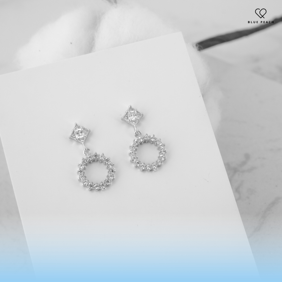 Khuyên Tai Bạc Blue Peach Blue Sea Short WG KT1536