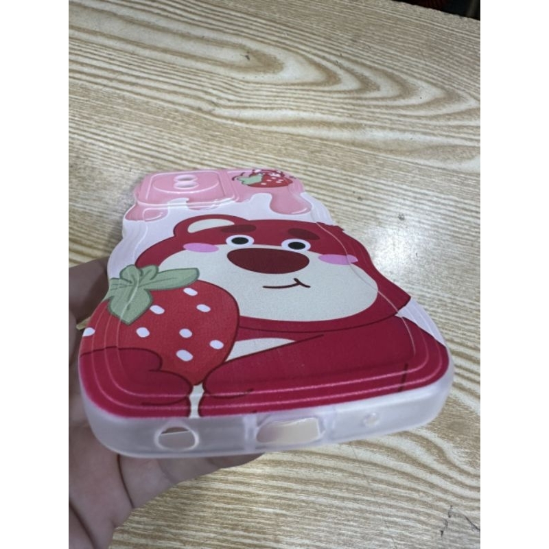 Case ốp lưng Vivo Y02 4G / Y02A / Y02T dẻo gấu dâu lotso siêu dễ thương viền lượn sóng bảo vệ camera