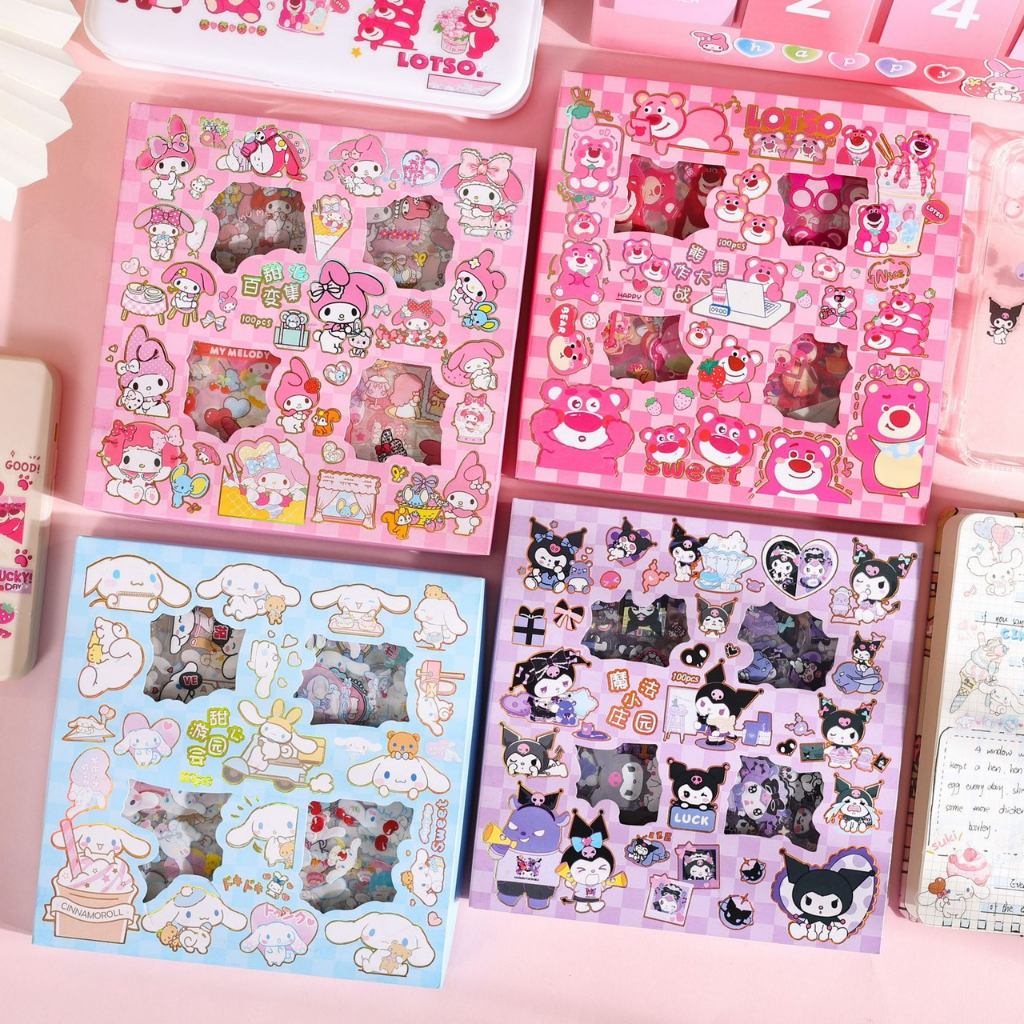 Hộp 100 tấm sticker căt sẵn mẫu mới siêu đẹp - shop Liam