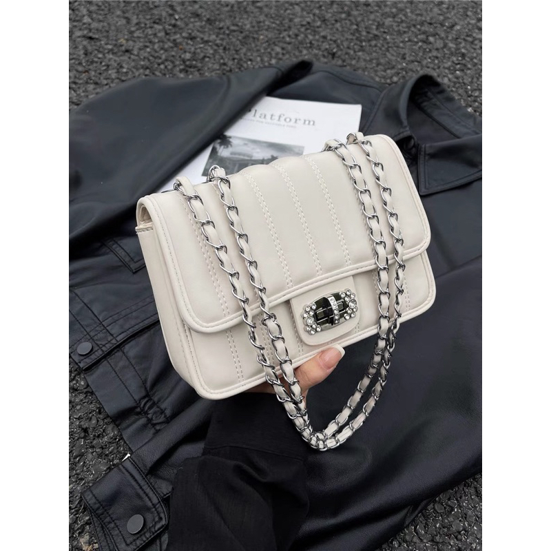 Túi Bassic SỌC KHOÁ ĐÁ đeo chéo đeo vai dễ phối đồ T1200