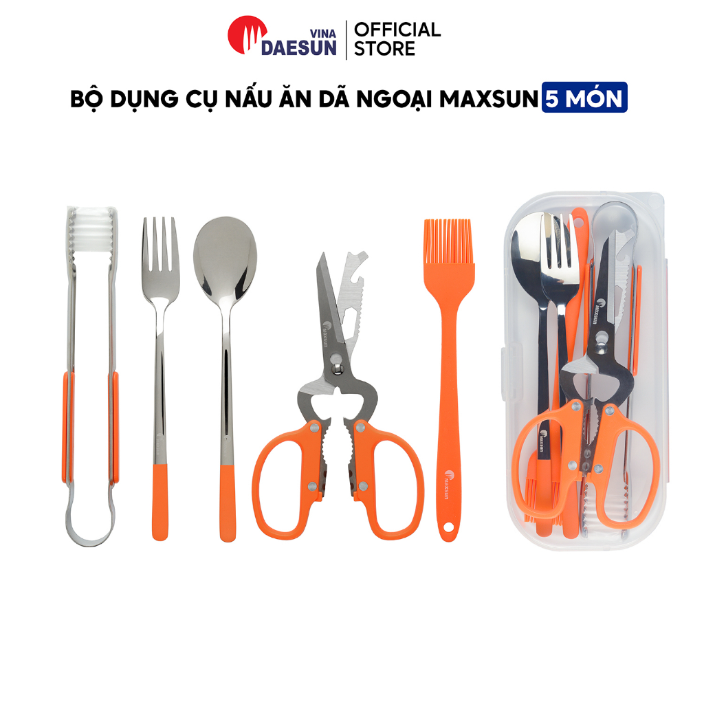 Bộ Dụng Cụ Nấu Ăn Dã Ngoại Maxsun - 5 Món | Tiêu Chuẩn FDA | Kèm Hộp Đựng