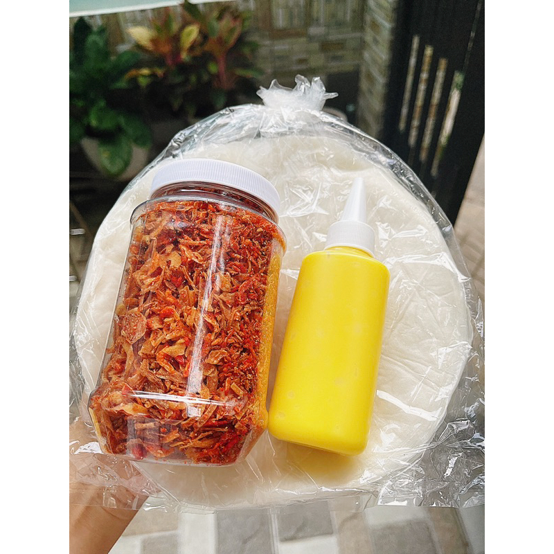 Set Bánh Tráng Phơi Sương Kèm Hành Phi Muối Tép Tặng Kèm Bơ Trứng Siêu Béo