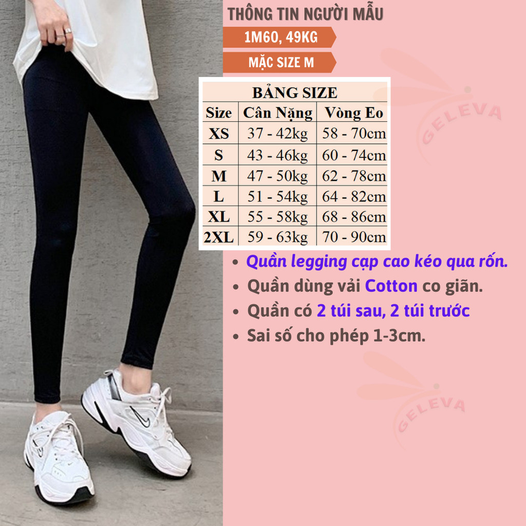 [Mã FATREND2810 giảm đến 30k tối đa 99k] Quần legging nữ dài vải cotton co giãn ôm bó có 4 túi trước sau Geleva LEG521