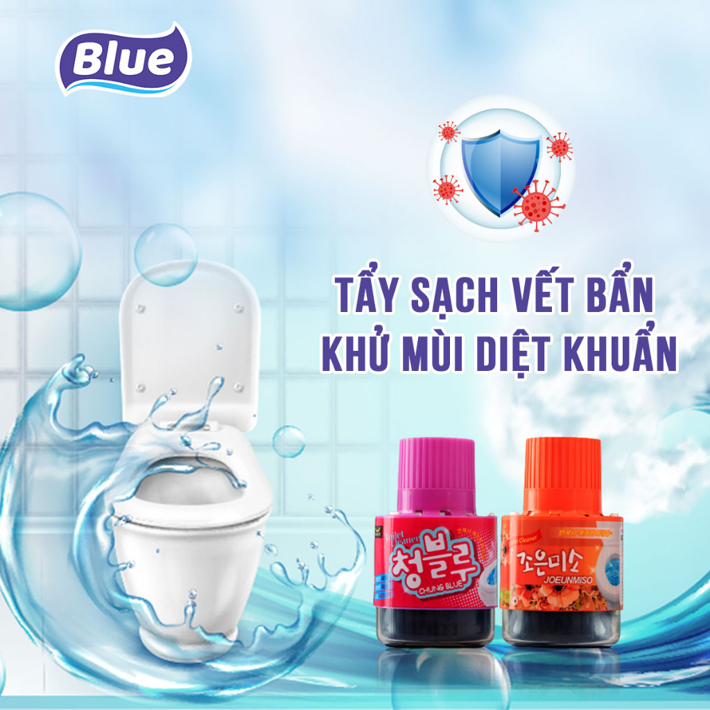 Chai Thả Bồn Cầu Blue Hàn Quốc 180G Hương Ngàn Hoa - Làm Thơm Toilet, Sạch Khuẩn