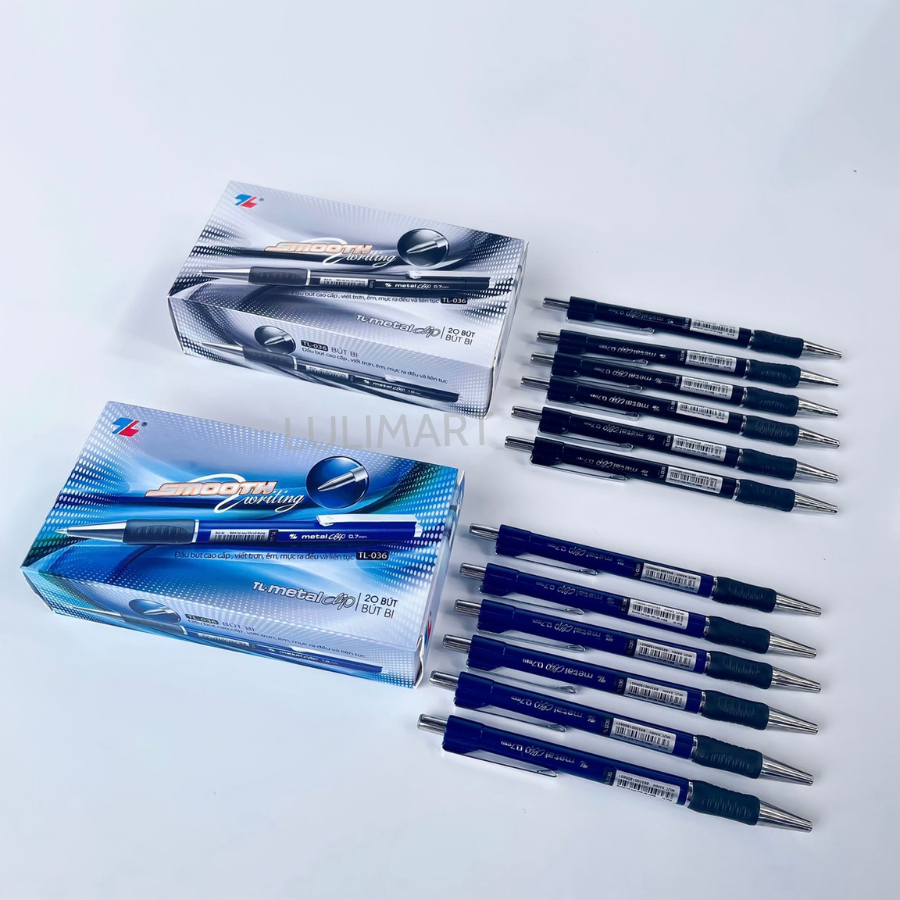 Hộp 20 Bút Bi Thiên Long TL-036 Nét 0.7mm Mực Xanh Đen Viết Cực Thích