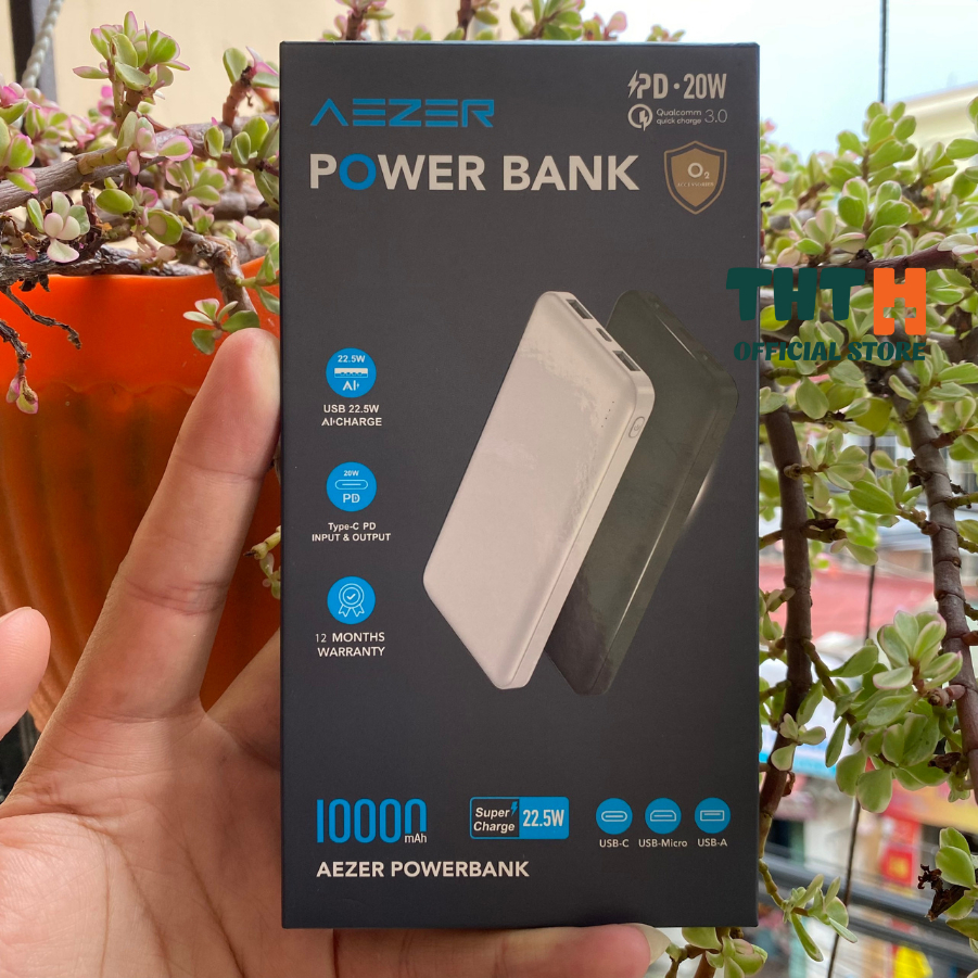 Pin sạc dự phòng 10.000mAh PD 22.5W Chính Hãng AEZER Sạc nhanh cho mọi dòng máy iphone samsung oppoxiaomi