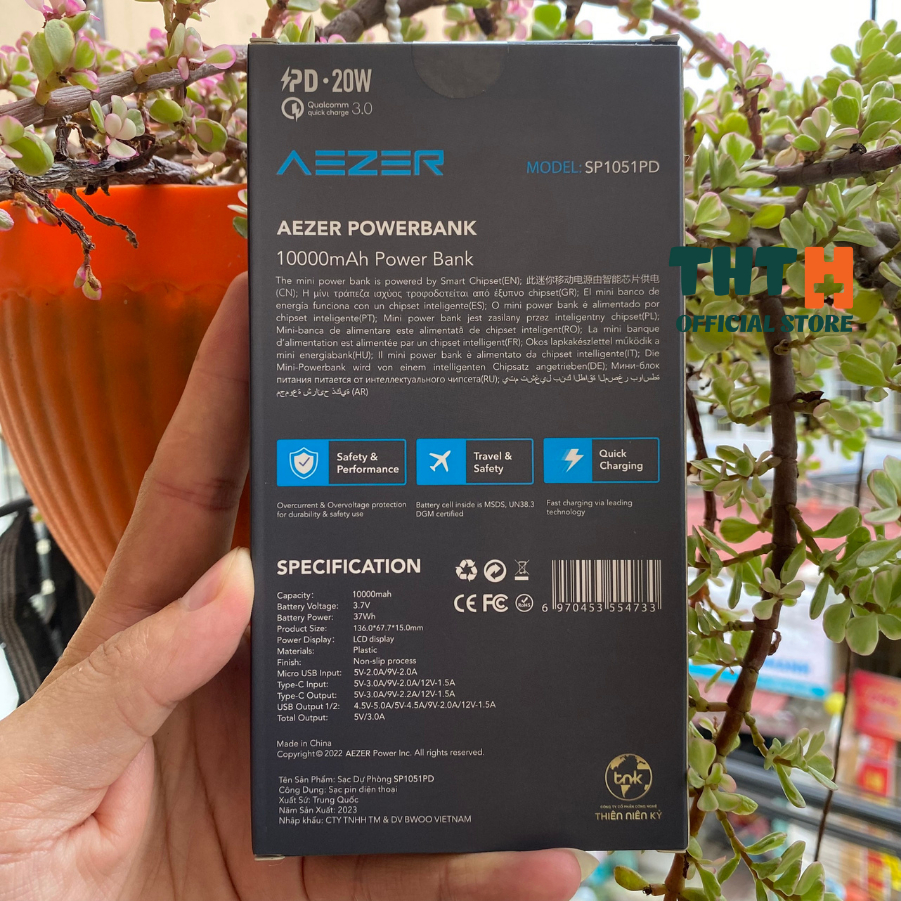 Pin sạc dự phòng 10.000mAh PD 22.5W Chính Hãng AEZER Sạc nhanh cho mọi dòng máy iphone samsung oppoxiaomi