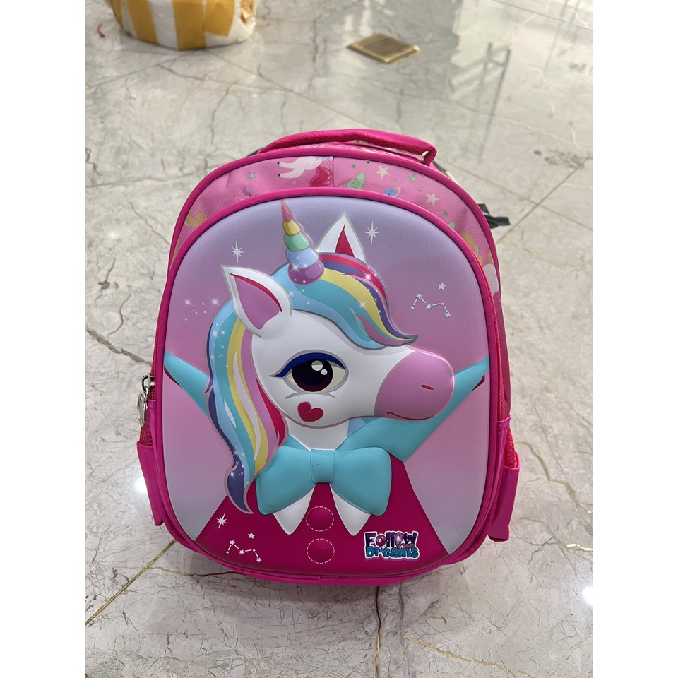 Ba lô mẫu giáo cho bé nam và nữ. Cặp, Balo nhà trẻ 3D nổi hoạ tiết Lissa, Siêu Nhân cho bé