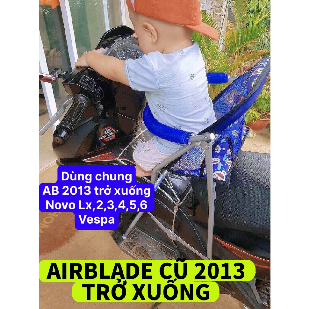Ghế ngồi xe Airblade cũ 2013 trở xuống cho bé ,Ghế ga xếp sắt sơn tĩnh điện gấp gọn
