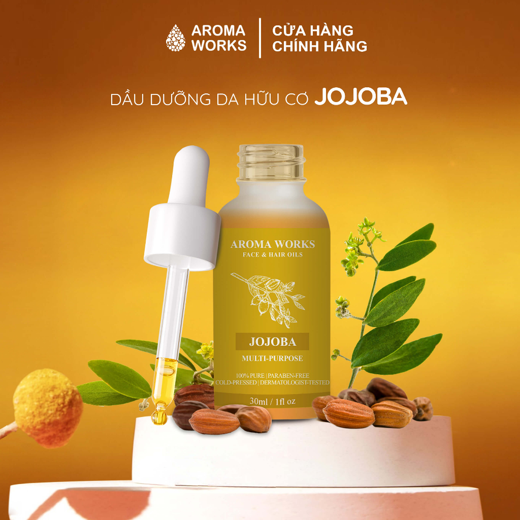 Dầu Jojoba Aroma Works Face & Hair Oil, cấp ẩm, mờ nếp nhăn