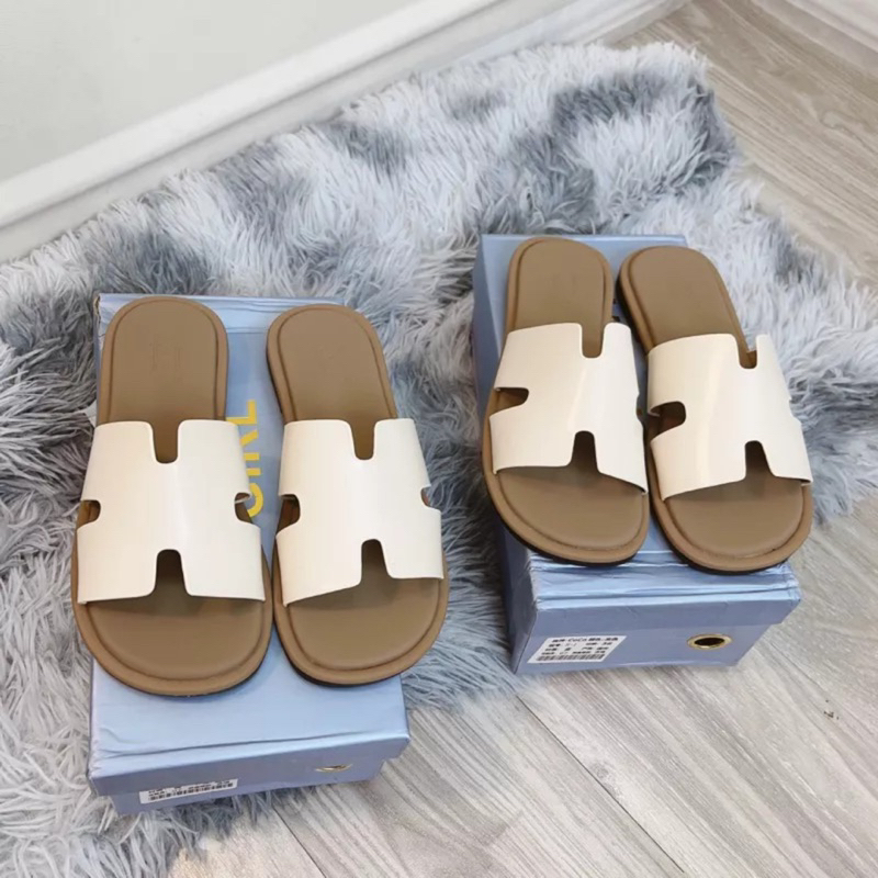 Dép lê Hm bệt bản mới 2023 chất liệu da đi siêu êm chân