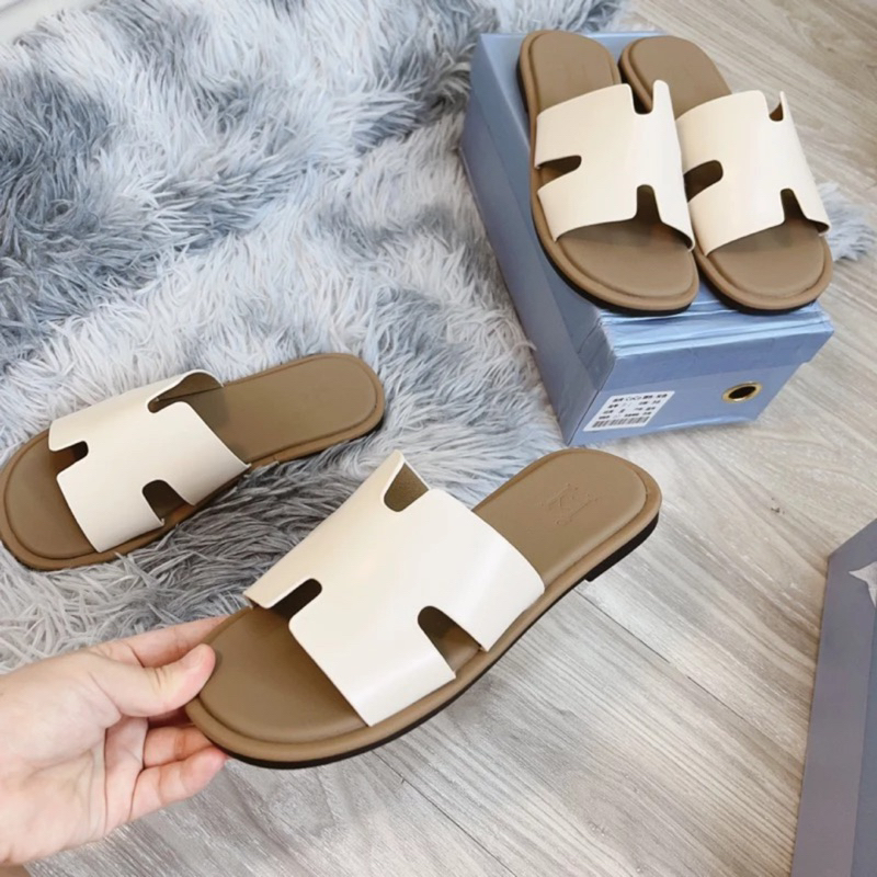 Dép lê Hm bệt bản mới 2023 chất liệu da đi siêu êm chân