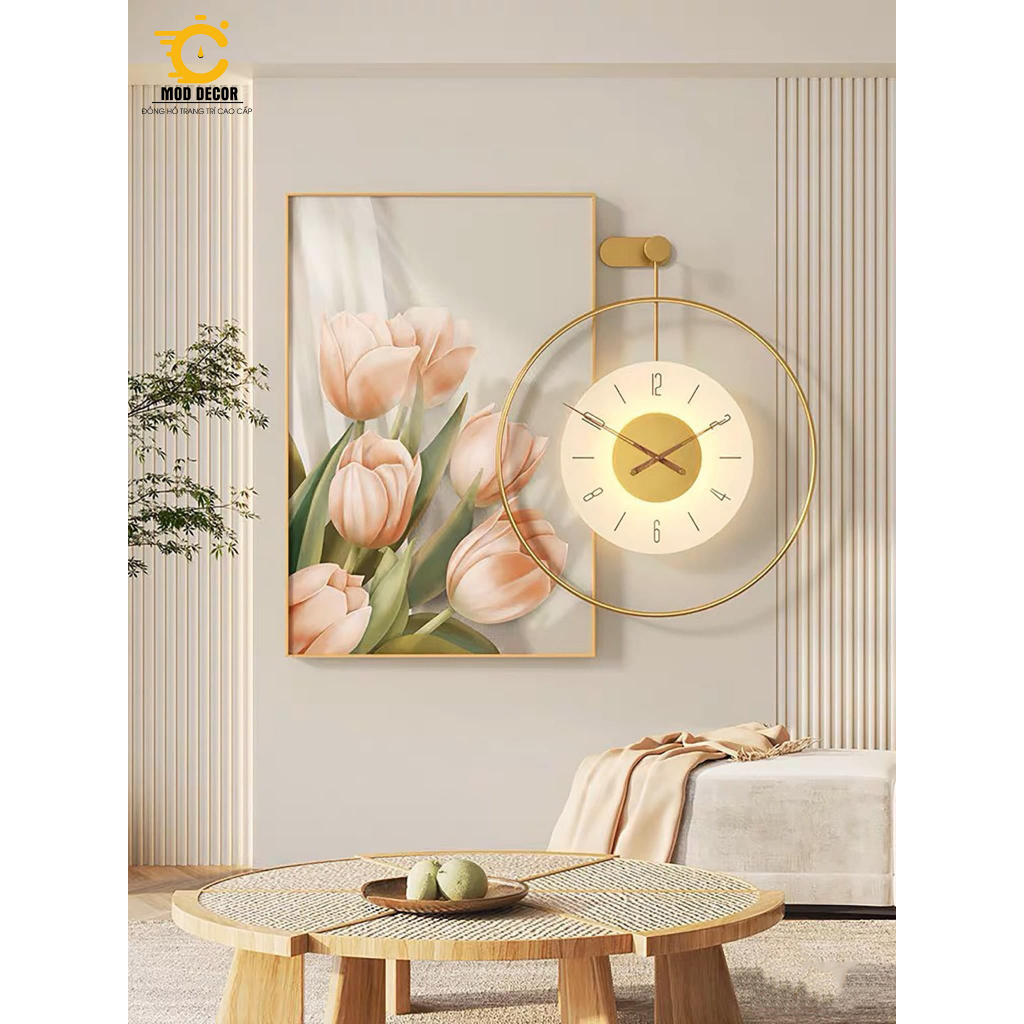 Đồng hồ mix Tranh tráng gương phong cách Bắc Âu sang trọng, cao cấp hãng MOD DECOR mã TR002