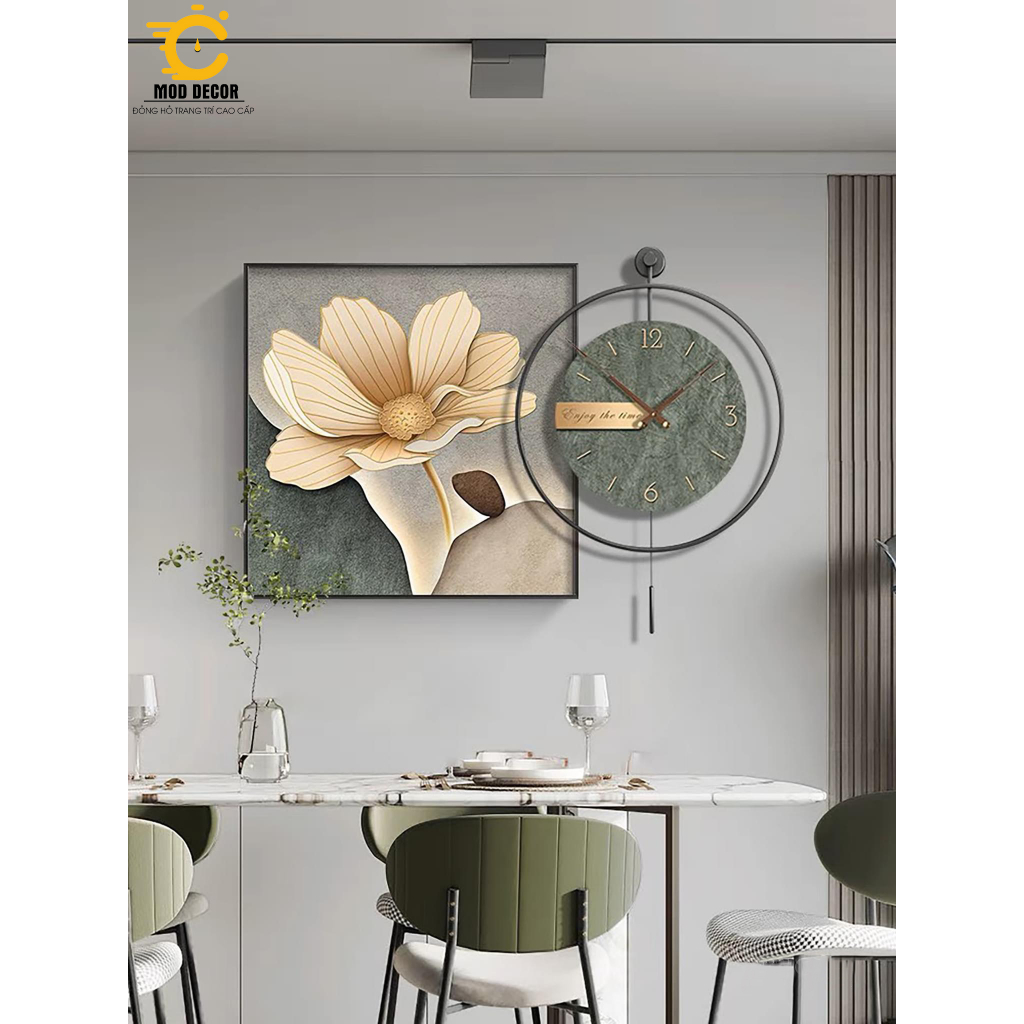 Đồng hồ mix Tranh tráng gương phong cách Bắc Âu sang trọng, cao cấp hãng MOD DECOR mã TR002