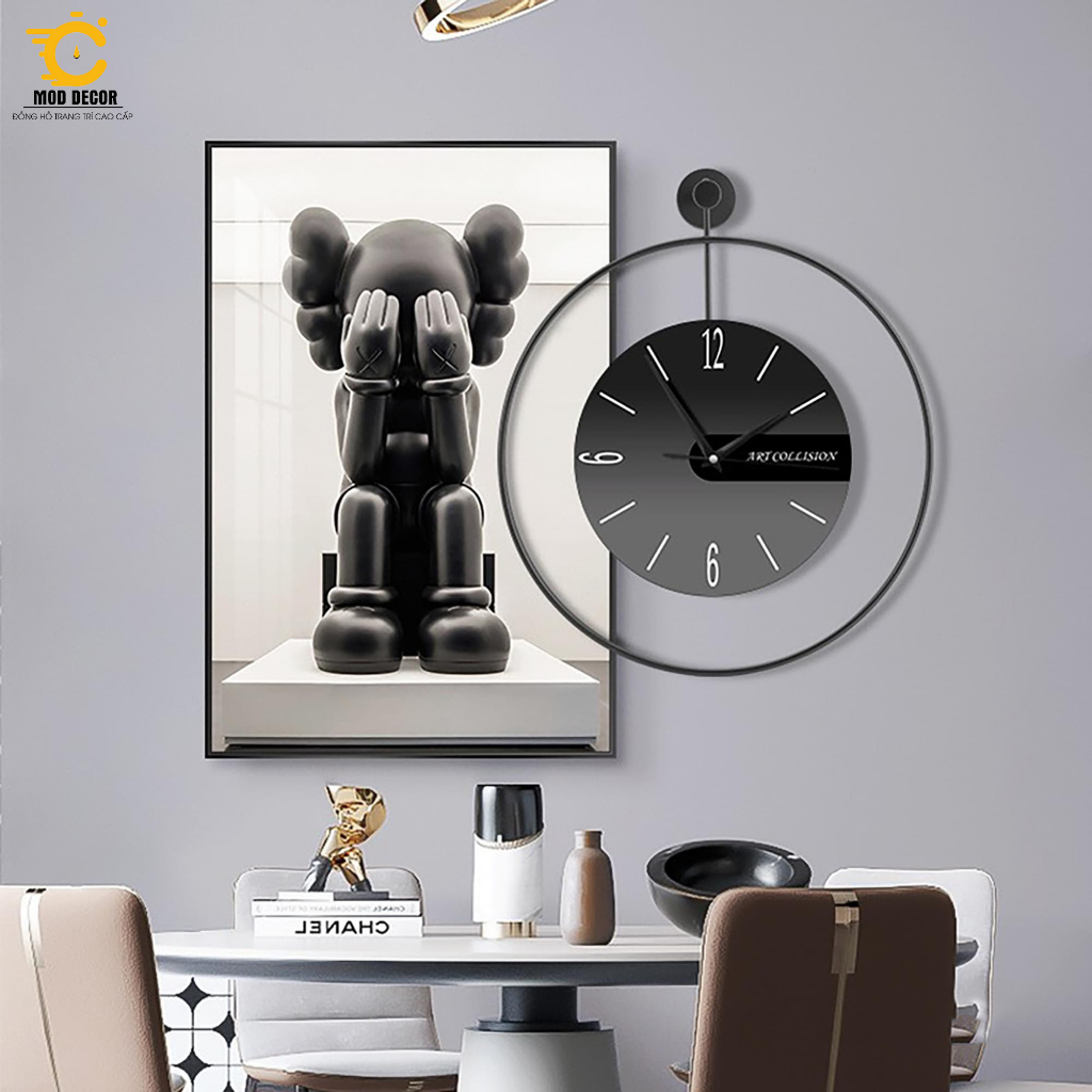 Đồng hồ mix Tranh tráng gương phong cách Bắc Âu sang trọng, cao cấp hãng MOD DECOR mã TR002
