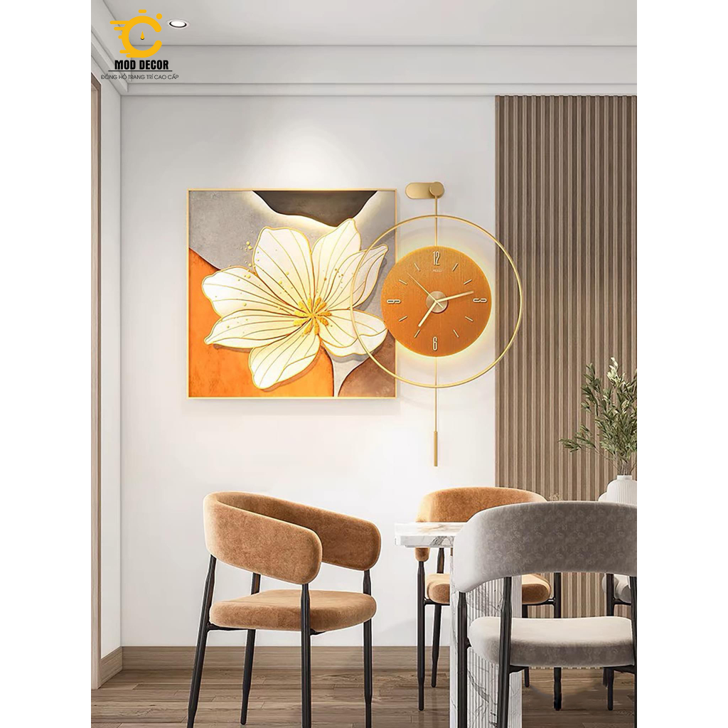 Đồng hồ mix Tranh tráng gương phong cách Bắc Âu sang trọng, cao cấp hãng MOD DECOR mã TR002