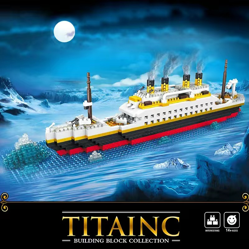 Đồ chơi xếp hình lắp ráp mô hình,Tàu Titanic,Mô hình lắp ghép 3D Công trình kiến trúc,Thuyền đồ chơi