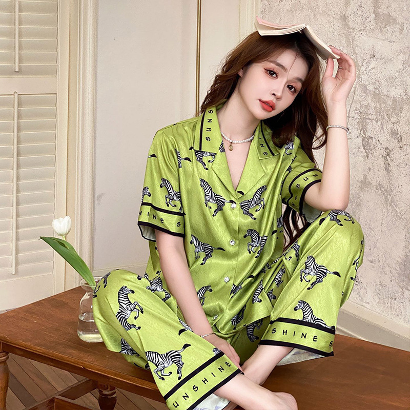 Bộ Lụa Mặc Nhà Pijama Nữ Dài Tay Chất Lụa Cao Cấp Mát Mềm Mịn ELSA PIJAMA