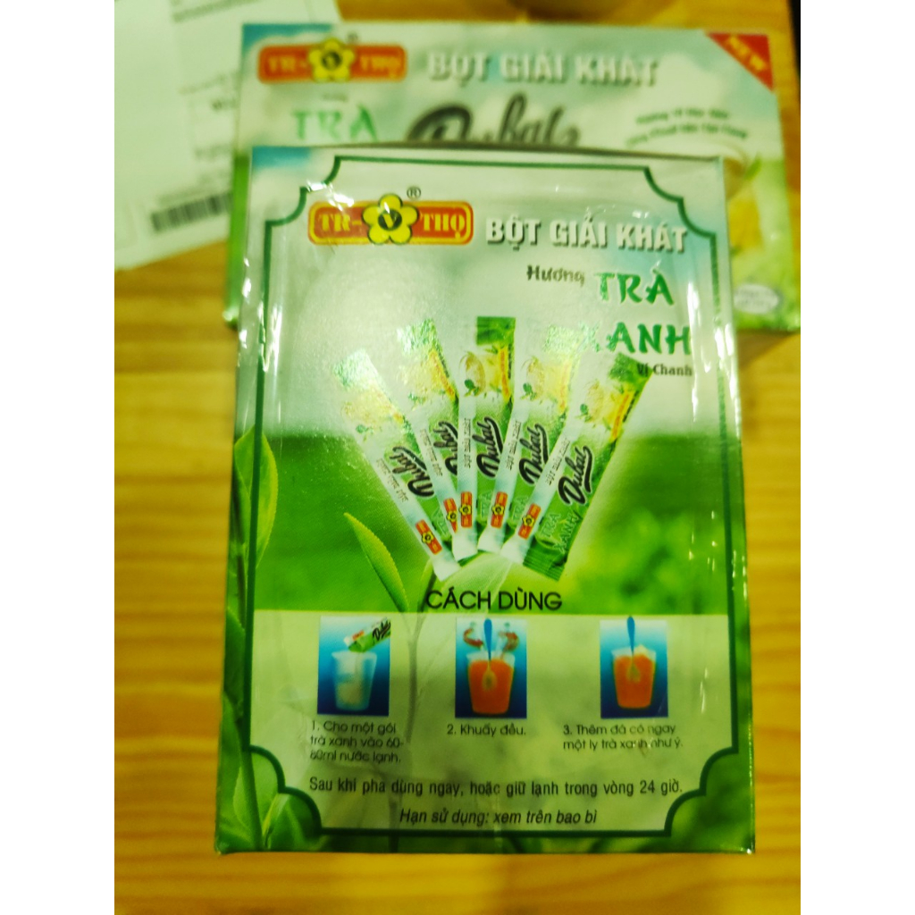 Bột giải khát trà xanh vị chanh - chất lượng thơm ngon, hộp 18 gói