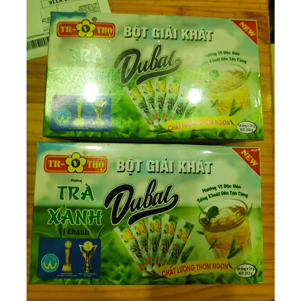 Bột giải khát trà xanh vị chanh - chất lượng thơm ngon, hộp 18 gói