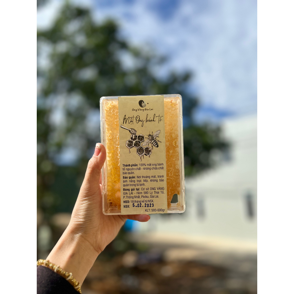Mật Ong Bánh Tổ Tươi Nguyên Sáp Đóng Hộp 500gr -  Lensoigialai