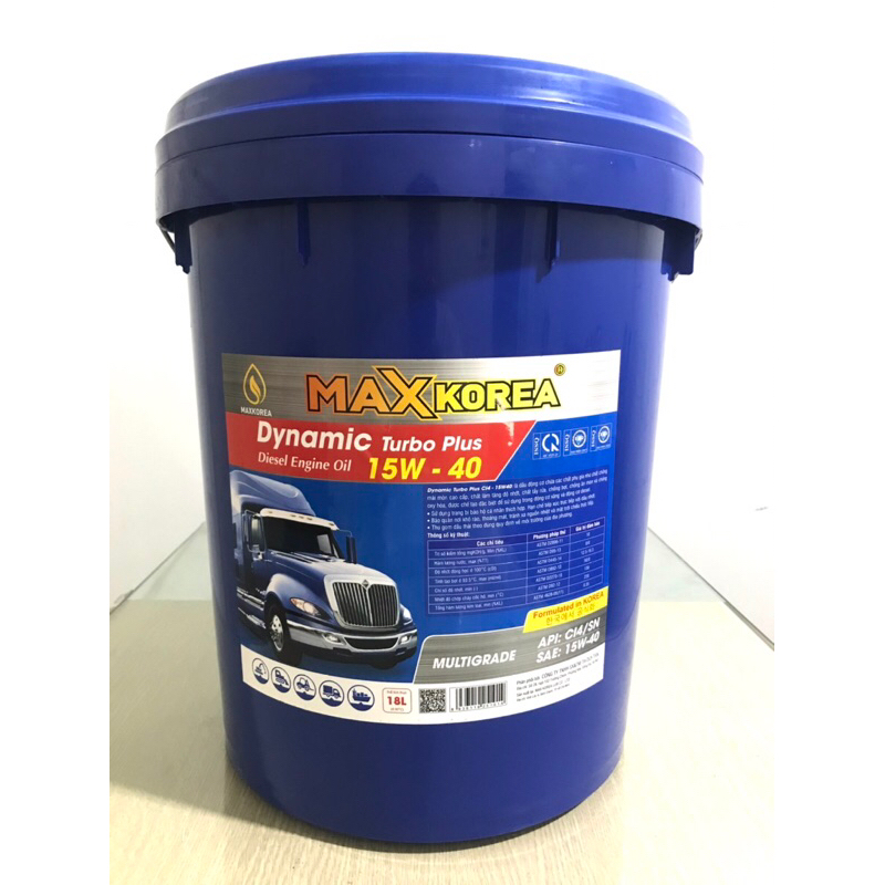 DẦU ĐỘNG CƠ DIESEL MAX KOREA DYNAMIC TUBO PLUS CI4 15W-40